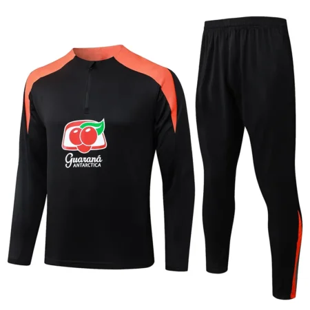 Maglia Calcio Nera Mezza Zip Sportiva